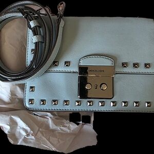 Michael Kors Pale Blue Studded Crossbody Bag